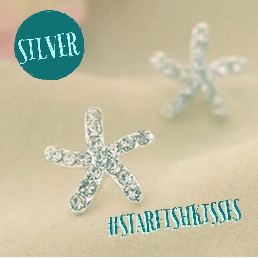 STARFISH WISHES Pave Crystal Stud Earrings Silver